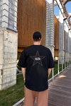 RV Patch Detay Siyah Oversize Tshirt T1069