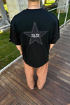 RV Patch Detay Siyah Oversize Tshirt T1069
