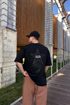 RV Patch Detay Siyah Oversize Tshirt T1069