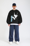 Rv Siyah Bird Baskılı Oversize Hoodie SW1390
