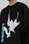 Rv Siyah Bird Baskılı Oversize Hoodie SW1390