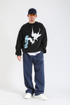 Rv Siyah Bird Baskılı Oversize Hoodie SW1390