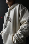 Rv Skull Baskılı Krem Oversize Sweatshirt SW1028