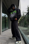 Rv Spider Baskılı Siyah Oversize Sweatshirt SW1019