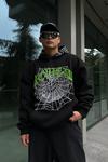 Rv Spider Baskılı Siyah Oversize Sweatshirt SW1019