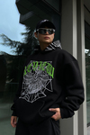 Rv Spider Baskılı Siyah Oversize Sweatshirt SW1019