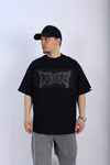 Rv Taş Baskılı Siyah Oversize Tshirt T930