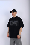 Rv Taş Baskılı Siyah Oversize Tshirt T930