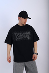 Rv Taş Baskılı Siyah Oversize Tshirt T930