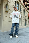 Sagecity Krem Baskılı Oversize Tshirt T826