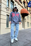 Secret Nakışlı Füme Zipper Sweatshirt SW881