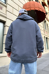 Secret Nakışlı Füme Zipper Sweatshirt SW881
