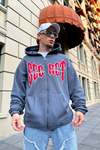 Secret Nakışlı Füme Zipper Sweatshirt SW881