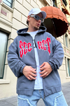 Secret Nakışlı Füme Zipper Sweatshirt SW881