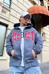 Secret Nakışlı Füme Zipper Sweatshirt SW881