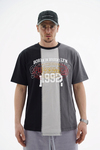 Şerit Detay Kontrast Dikiş Oversize Tshirt