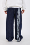 Şerit Detay Koyu Mavi Baggy Jean Pantolon P1125