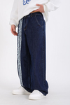 Şerit Detay Koyu Mavi Baggy Jean Pantolon P1125