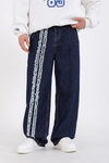 Şerit Detay Koyu Mavi Baggy Jean Pantolon P1125