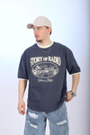 Şerit Detay Mavi Oversize Tshirt T995