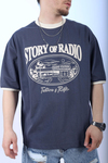 Şerit Detay Mavi Oversize Tshirt T995