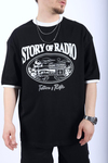 Şerit Detay Siyah Oversize Tshirt T993