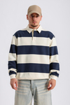 Şeritli Bej Oversize Sleeved Tshirt SW1131