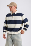 Şeritli Bej Oversize Sleeved Tshirt SW1131