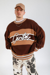 Şeritli Kahve Oversize Kazak KZK150