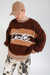 Şeritli Kahve Oversize Kazak KZK150