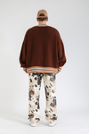 Şeritli Kahve Oversize Kazak KZK150