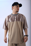Şeritli Kahve Oversize Şort Tshirt Takım TKM138