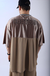 Şeritli Kahve Oversize Şort Tshirt Takım TKM138
