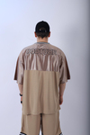 Şeritli Kahve Oversize Şort Tshirt Takım TKM138