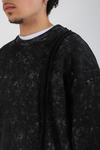Şeritli Siyah Acid Wash Oversize Sweatshirt SW1407