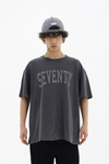Seventy Baskılı Siyah Yıkama Efektli Oversize Tshirt CT01 25CY043