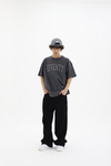 Seventy Baskılı Siyah Yıkama Efektli Oversize Tshirt CT01 25CY043