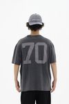 Seventy Baskılı Siyah Yıkama Efektli Oversize Tshirt CT01 25CY043