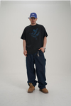 Shadow Baskılı Siyah Oversize Tshirt CT01 MRT26059