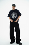 Sim Baskılı Siyah Oversize Tshirt CT01 MRT26046