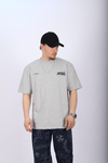 Sırt Baskılı Gri Oversize Tshirt T1015