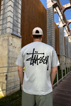 Sırt Baskılı Gri Oversize Tshirt T1068