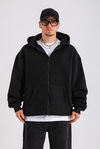 Siyah Basic Oversize Zipper Hoodie SW1286