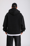 Siyah Basic Oversize Zipper Hoodie SW1286