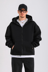 Siyah Basic Oversize Zipper Hoodie SW1286
