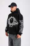 Siyah Baskılı Oversize Hoodie SW1245
