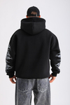 Siyah Baskılı Oversize Hoodie SW1245