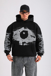 Siyah Baskılı Oversize Hoodie SW1245