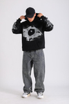 Siyah Baskılı Oversize Hoodie SW1245
