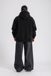Siyah Baskılı Oversize Rv Zipper Sweatshirt SW1152